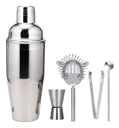 Juego Coctelera Set Utensilios Bar Inoxidable 5 Piezas