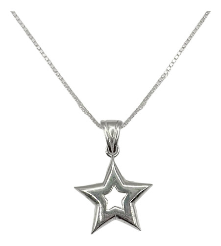 Collar Cadena Juvenil Estrella Plata 925 Mas Caja De Regalo