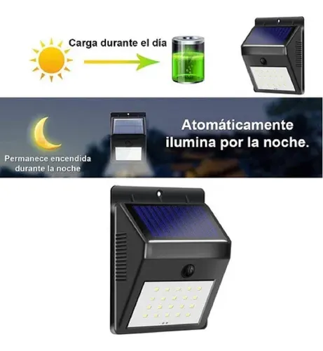 Luz Led Exteriores Recargable Energía Solar Sensor 20 Leds