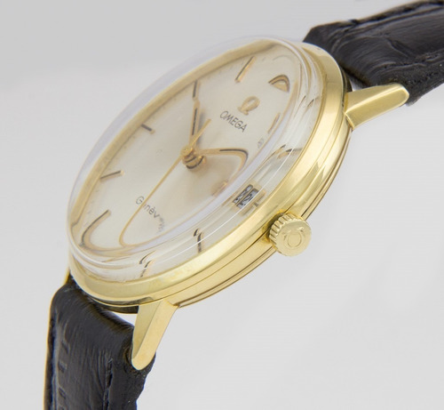 Relógio Masculino Omega Original Genève Em Ouro 18k Maciço