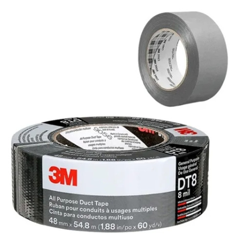 Cinta Multiproposito 3m Duct Tape Dt8 48mm X 22,9mts Color Gris