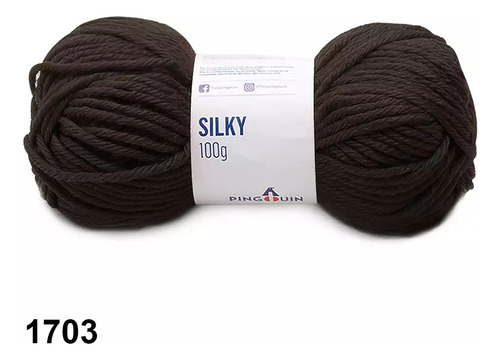 Lã Silky Pingouin 100g 83mts Tex 1200 Crochê E Tricô Cor 1703- Cacau