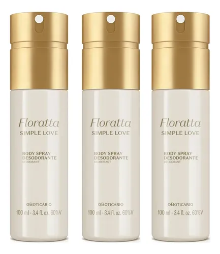 Combo Body Spray Floratta Simple Love 100ml Kit com 3 Unidades