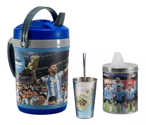 SET MATERO C/TERMO Y MATE ARGENTINA CAMPEON DEL MUNDO