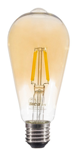 Imagen 3 de 5 de Lámpara Led Sica 4w - Válvula Ambar - Luz Cálida Decorativa