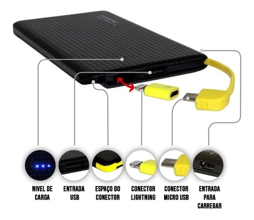 Bateria Extra Power Bank Pineng Original Slim 10000mah Usb