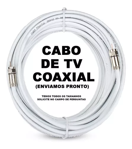 Cabo Coaxial Antena Tv Crimpado Rg6 Branco 10 Metros Rg06