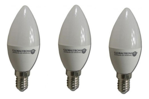 Pack 3 Ampolleta Led Vela E14  6w 2700k Luz Calida