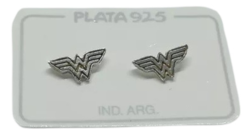 Aros Plata 925 Mujer Maravilla Wonder Woman 15mm Para Regalo