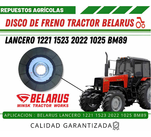 Discos De Frenos Tractor Belarus 1221 1523 2022 1025 Vm89