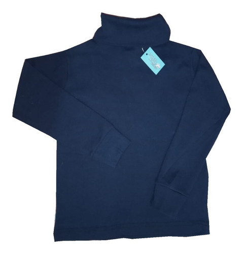 Polera Algodon Interlock Grueso Invierno Niños Azul Escolar