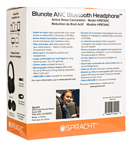 Auriculares Bluetooth Spracht con cancelación de ruido con micrófono interno