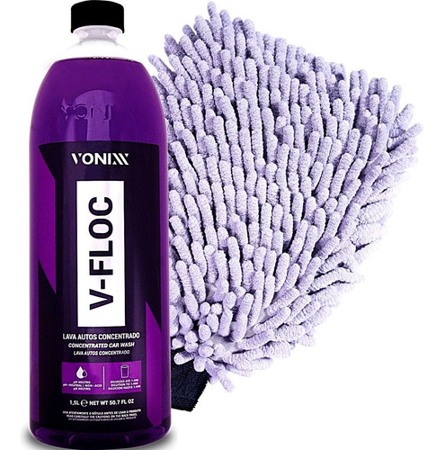 Luva Microfibra Lavagem Automotiva Vonixx + Shampoo V-floc