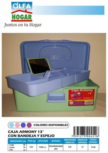 Caja Organizadora Armony Con Espejo De 13 