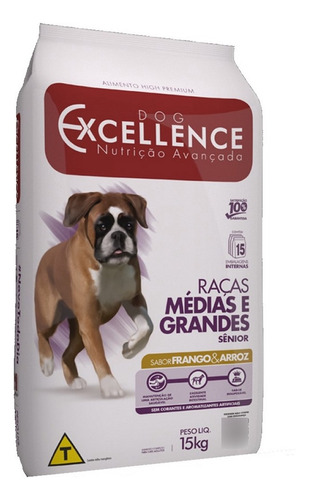 Ração Cão Sênior Méd/grande Frango/arroz 15kg Dog Excellence