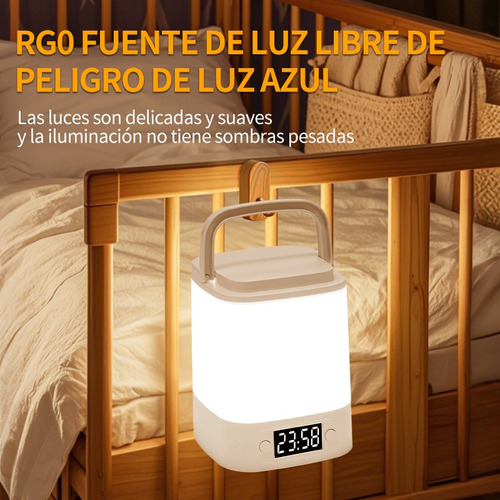 Lámpara Tricolor Led Con Reloj Electrónico, Lámpara Nocturna