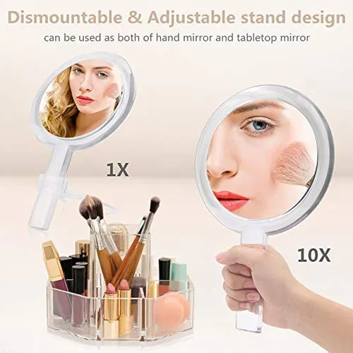 Espejo De Maquillaje De Mano Con Aumento De Doble Cara Gotof