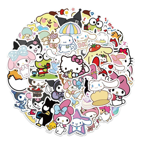 Kuromi Sanrio 100 Calcomanias Stickers Pvc Hello Kitty
