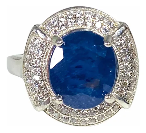 comprar Unico Anillo Zafiro Azul Africano Natural 5,0 Ct. Plata 925