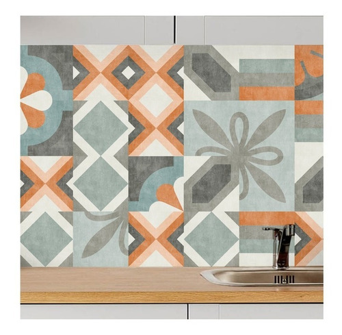 Imagen 1 de 3 de Lamina Azulejos Autoadhesivos Simil Calcareos 1,20x0,60 M
