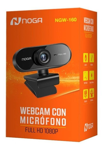Imagen 3 de 3 de Webcam Camara Web Para Pc Full Hd 1080p Con Microfono Noga E Color Negro