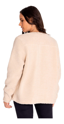 Polar Mujer Long Button Front Sherpa Beige/crudo Cat