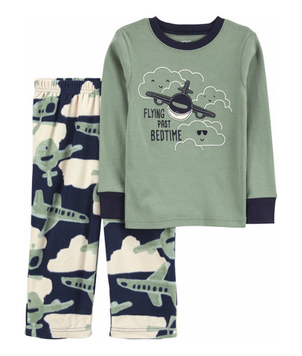 Pijama De Aviones Carters Niños Algodón & Fleece - Talla 5t