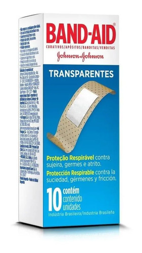 Curativo Band-aid Bandeide Johnson Transparente 10 Unidades