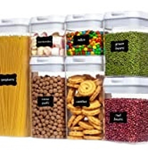 Imagen 6 de 9 de Set 7 Recipiente Premium Cocina Acrilico Grueso Tapa Blanca