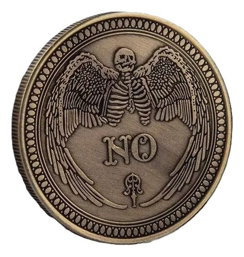 Souvenir Medallón Gótico Moneda * Yes O No* Color Bronce