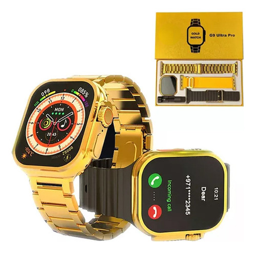 (au) Smartwatch Multifuncional De Color Dorado Con Presión