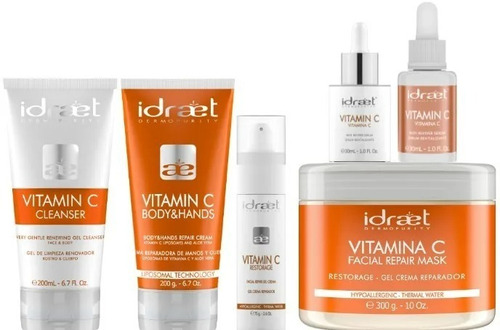 Kit Completo Tratamiento Facial Y Corporal Vitamina C Idraet