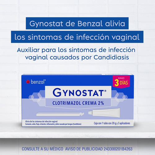 Crema Gynostat Benzal Clotrimazol 2% 3 Aplicadores 20gr Anti