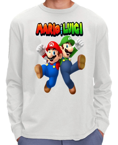 Camisetas Remeras Manga Larga Con Puño De Mario Bros Y Luigi
