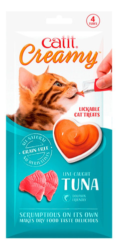 Snack Cremoso Gato Cat It Creamy Sabor Atun Sachets 4 X 10gr