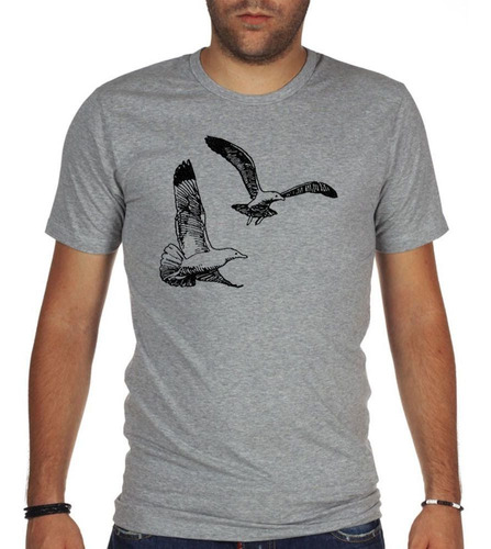 Remera De Hombre Gaviotas Volando Dibujo Art