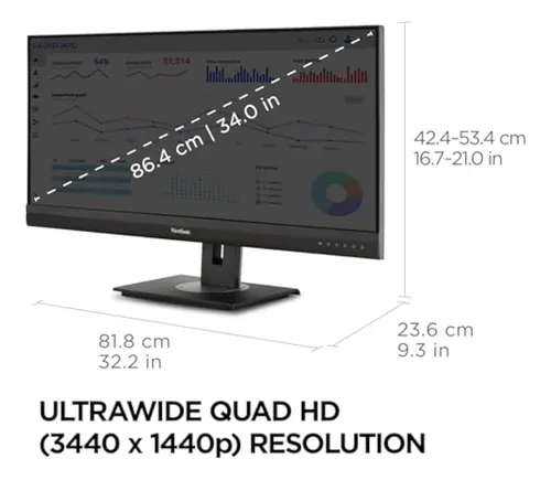 Viewsonic Vg3456a Monitor Ips Qhd 1440p Ultraancho