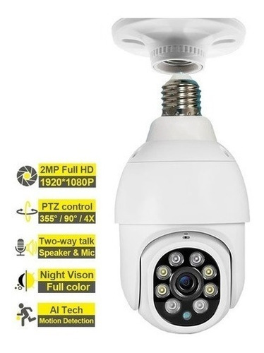 Imagen 1 de 3 de Cámara Robótica Foco Visión Nocturna Giratoria 360° Wifi