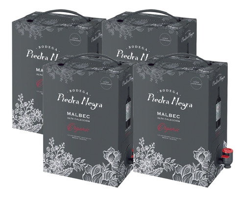 Vino Piedra Negra Alta Coleccion Malbec Bag In Box 3 L X4