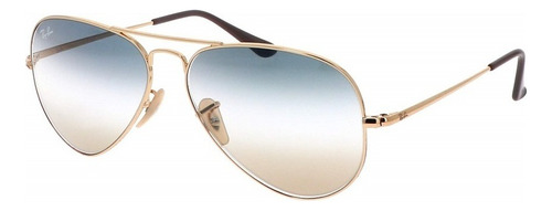 Ray Ban Arista Rb3689 001/gf 58 Aviator con montura metálica, color varilla dorada, color de lente dorada, color turquesa, diseño de lente 7109659