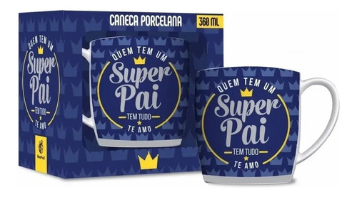 Caneca Porcelana Xícara Personalizada Presente Super Pai 