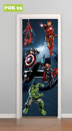 Imagem 2 de 2 de Adesivo Decorativo De Porta Vingadores Hulk Homem Aranha