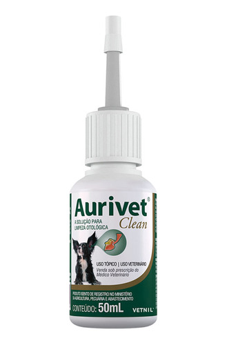 Aurivet Clean Solução Otológica Cães Gatos Vetnil 50ml