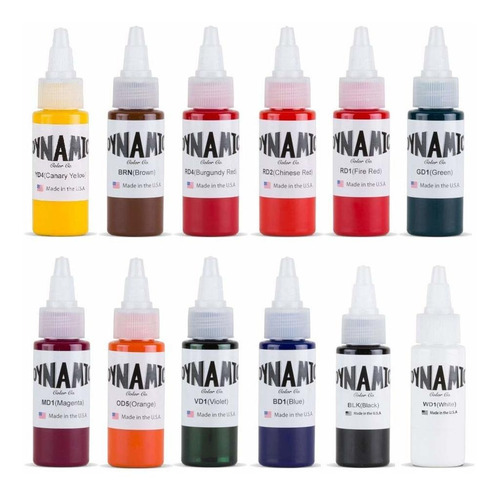 Dynamic Color Tattoo Ink Set 12 Colores 1 Oz Tamaño Colores