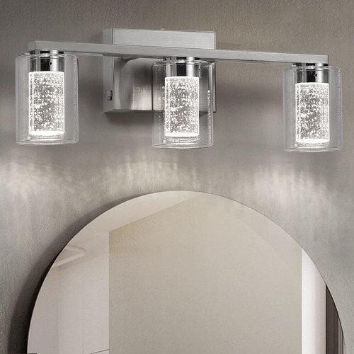 Uce Tocador Niquel Cepillado 3 Luz Baño Led Cristal Para