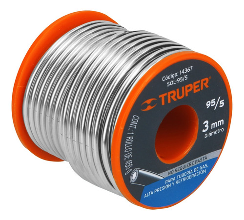 Soldadura Solida 95/5 450 Gr. Tubo Gas Truper 14367