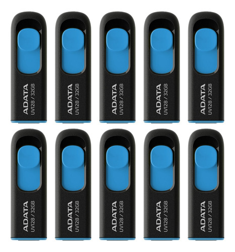 Kit 10 Memoria Usb 32gb Rapida Negra/azul Mayoreo