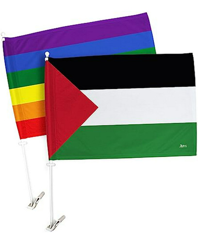 Bandera Palestina Para Carros 12 X18  Con Soporte - Accesori