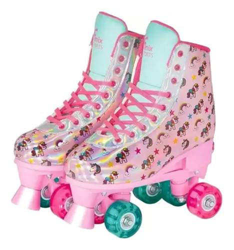Patins Infantil Rosa Tamanho 31/34 Ajustável Feminino C Luz