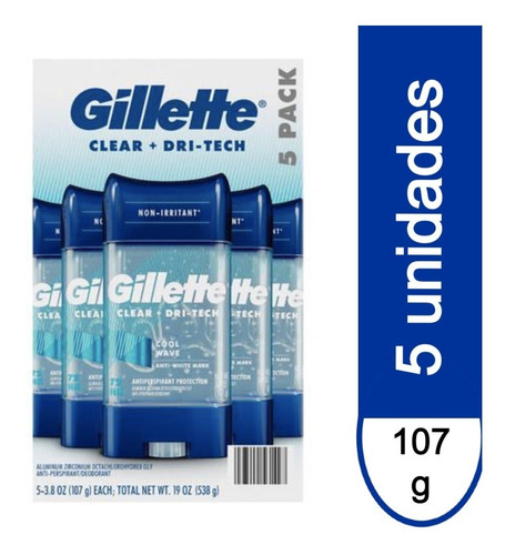 Gillette Gel Desodorante 5x107g